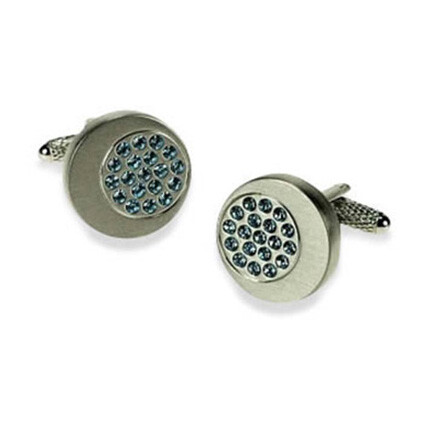 Sapphire With Swarovski Crystals Cufflinks by Onyx-Art London ONYX_CCC64 - Picture 1 of 1