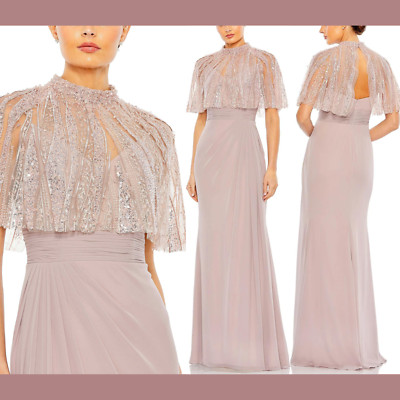MAC DUGGAL 上品半袖シークインロングドレス Rose NEW $598 Mac Duggal [ 12 ] Sleeveless Gown with Embellished