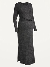 Old Navy Maternity Long-Sleeve Twist Waist-Defined Midi Dress Gray Size Small