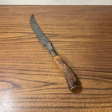 Antique Stag Horn Carving Knife Sterling Silver Meriden Cutlery Company