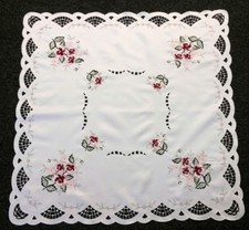 Polyester Embroidered Rose 33x33" Square Tablecloth Night Stand Side Table Cover