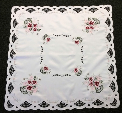 Polyester Embroidered Rose 33x33'' Square Tablecloth Night Stand Side Table Cover