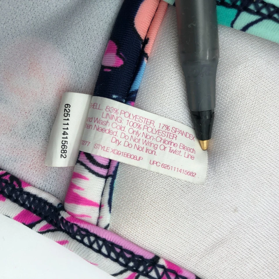 So Bikini Top Blue Pink Underwire Molded Cups Floral Tropical Pink Blue L - Image 4 of 4