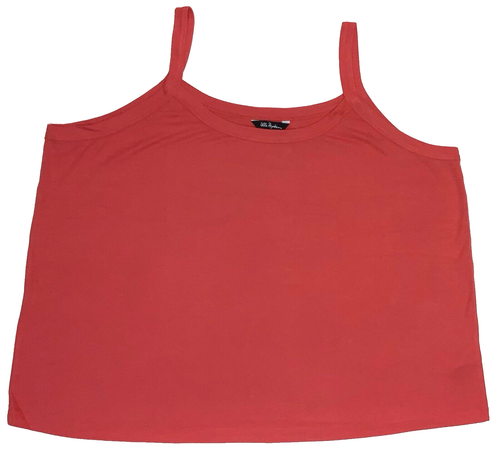 ULLA POPKEN Women's Size 28/30 Pullover Wide Strap Tank Top Solid Coral Red
