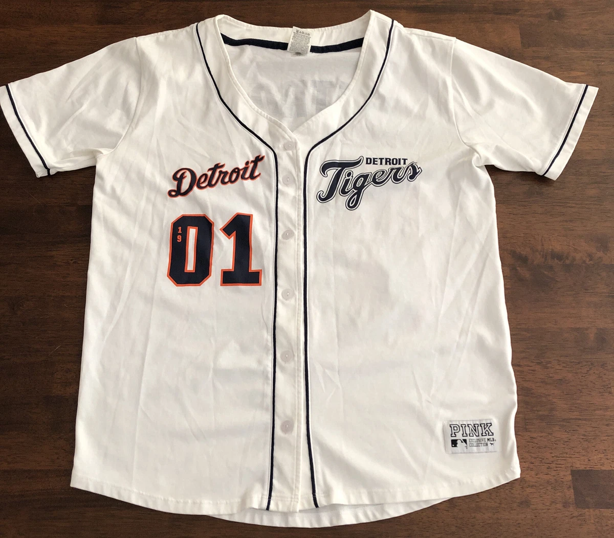 VICTORIA'S SECRET PINK Game Day MLB DETROIT TIGERS JERSEY BASEBALL TEE  SHIRT M