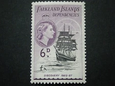 Falkland Islands Dep's QEII 1954 6d black & deep lilac SGG33 MM