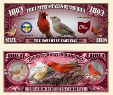 OUR OHIO NORTHERN CARDINAL MILLION DOLLAR BILL (2 Bills)