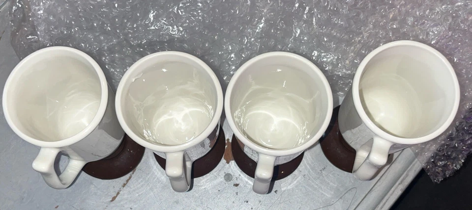 USA HALL Pottery Blanco Espresso Marrón Pedestal Taza Café 12oz 6" Juego De 4 Foto 3 de 4