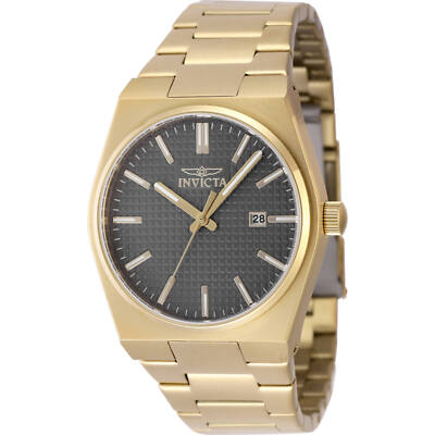 Invicta Men's Watch Speedway Charcoal Dial Yellow Gold Steel Bracelet Date 48397