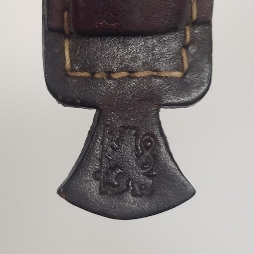 Vintage Brown Leather Left Hand Knife Belt Holster Sheath w/ Griffin Logo Stamp - Picture 8 of 9