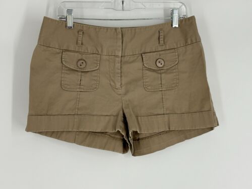 Kensie Khaki Tan Flat Front Chino Shorts Women's Size 14 - Picture 1 of 6