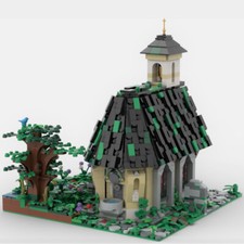 Small Chapel Model with Interior, Stream, Tree 2066 Pieces for Age 14+