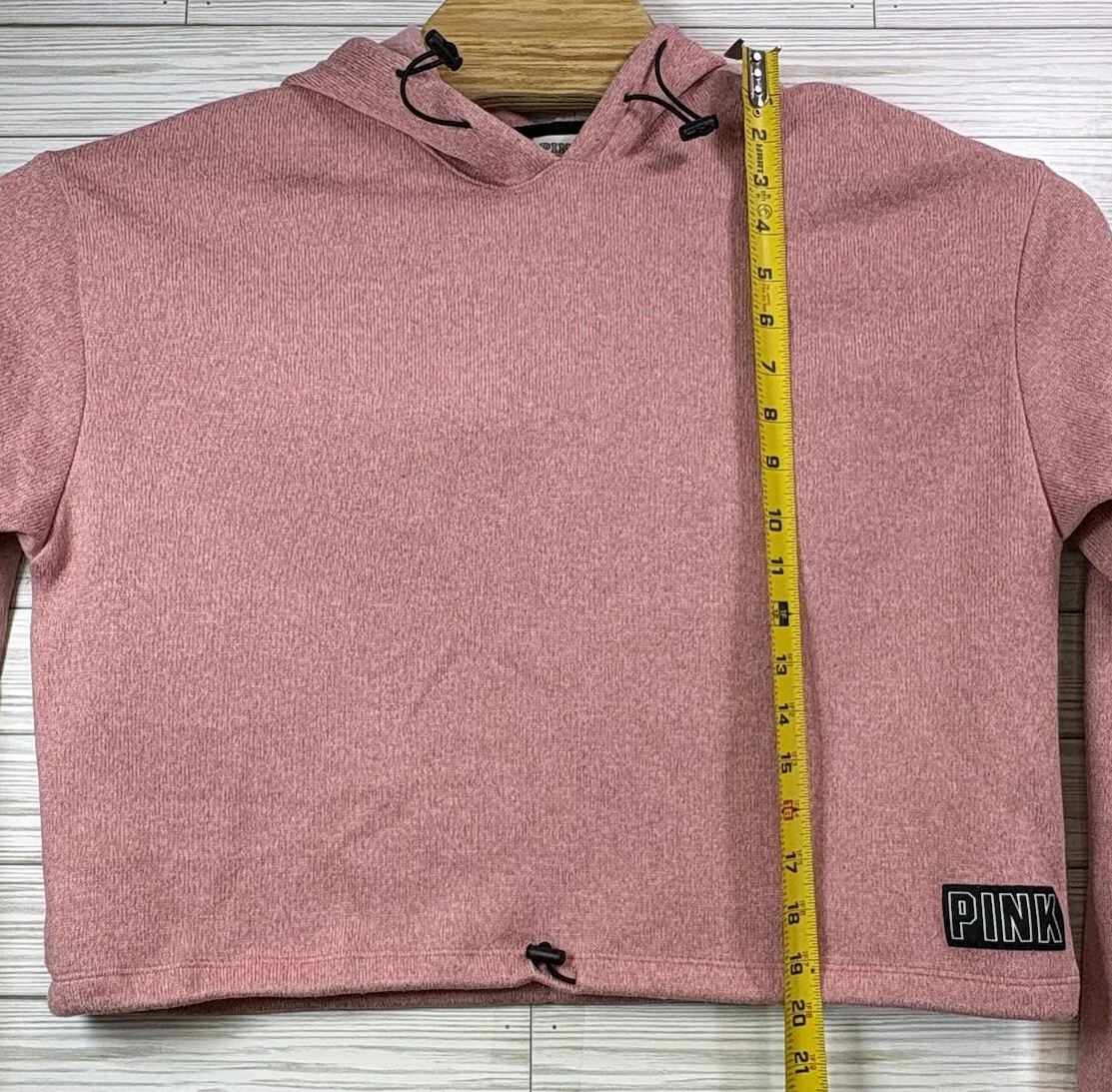 UNDERCOVER Felpa con cappuccio Victoria's Secret ROSA donna maglia ritagliata pull over draw string taglia Med