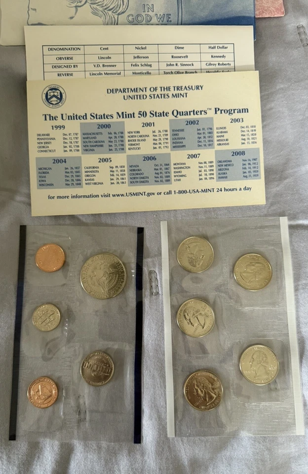 1999 US Mint Uncirculated P & D UNC Set 20 Coins Total Clad - Image 2 of 4