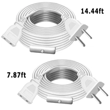 100% New Ultra-Durable 2 Pronged Power Extension Cord with Switch 7.87ft 14.44ft