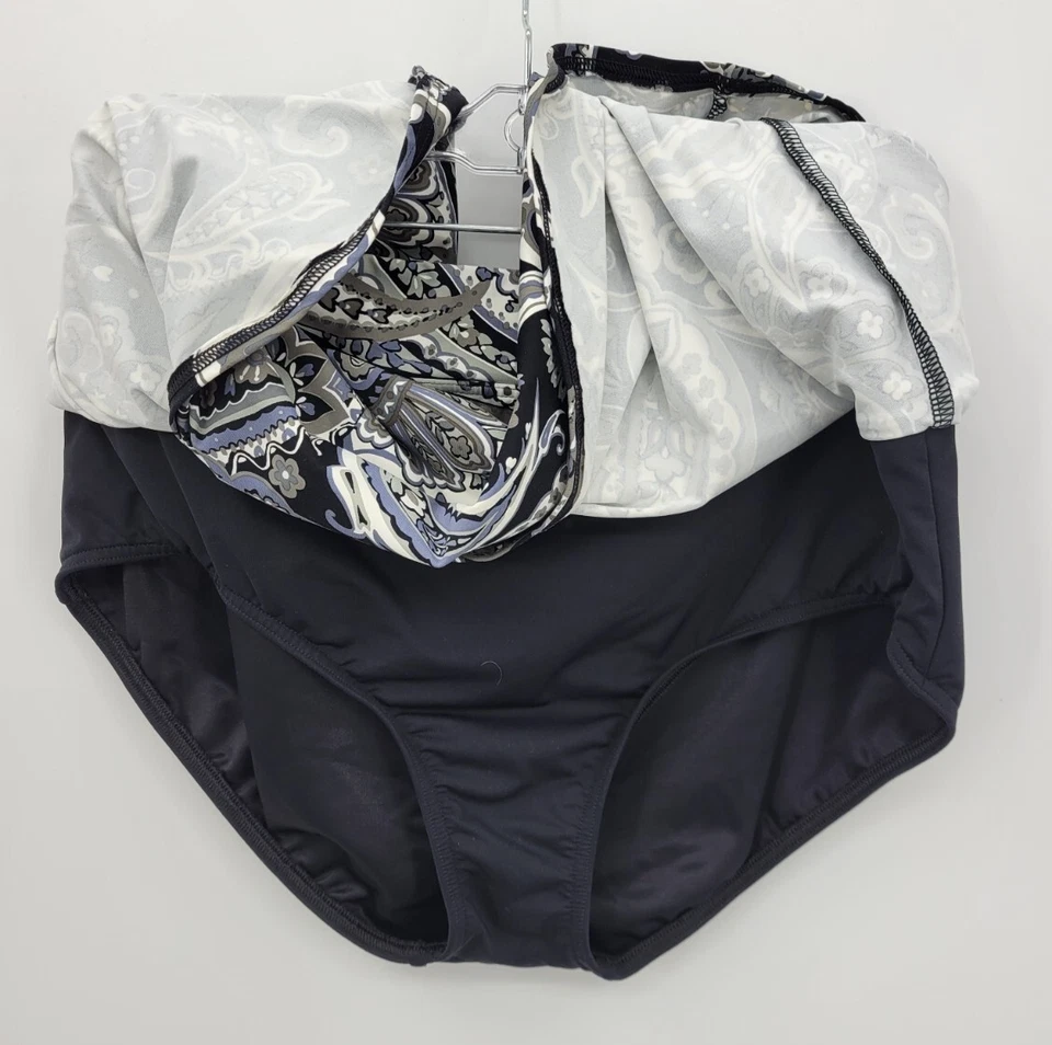 Pantalones cortos de natación Lands End con falda para mujer 18 negros cachemira natación playa Foto 3 de 4