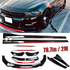 Front Bumper Lip Spoiler Splitter Side Skirt Glossy Black For Dodge Charger