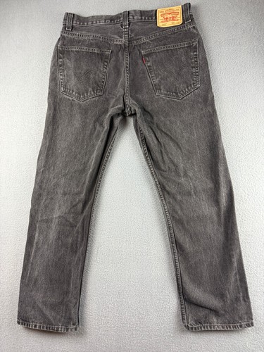 Levis 505 Jeans Herren 34x30 Schwarz Denim Regular Fit Straight Leg Y2K Zipper Fly - Bild 2 von 11