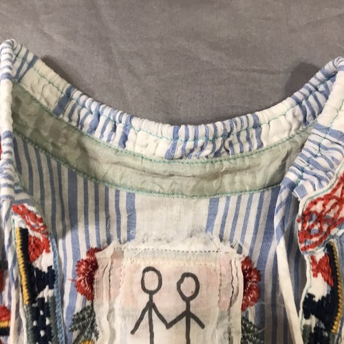 Johnny Was Kleid Damen klein weiß blau gestreift ärmellos bestickt - Bild 8 von 15