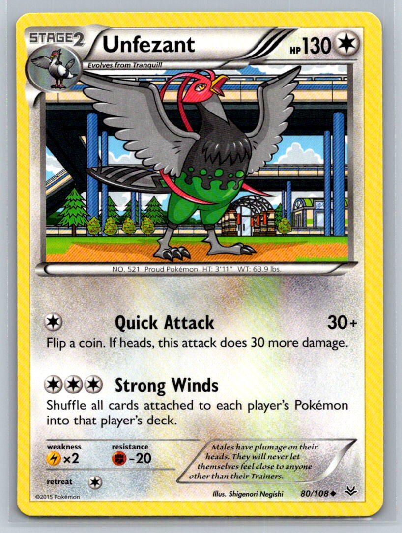 Unfezant (80) #80/108 XY - Roaring Skies Uncommon - Pokemon Cards E16