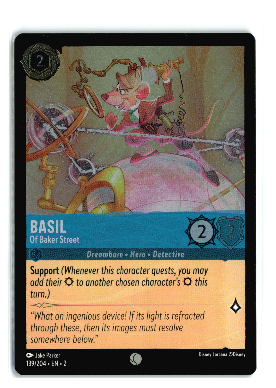 BASIL - Of Baker Street 139/204 Cold Foil Lorcana Rise of the Floodborn NM