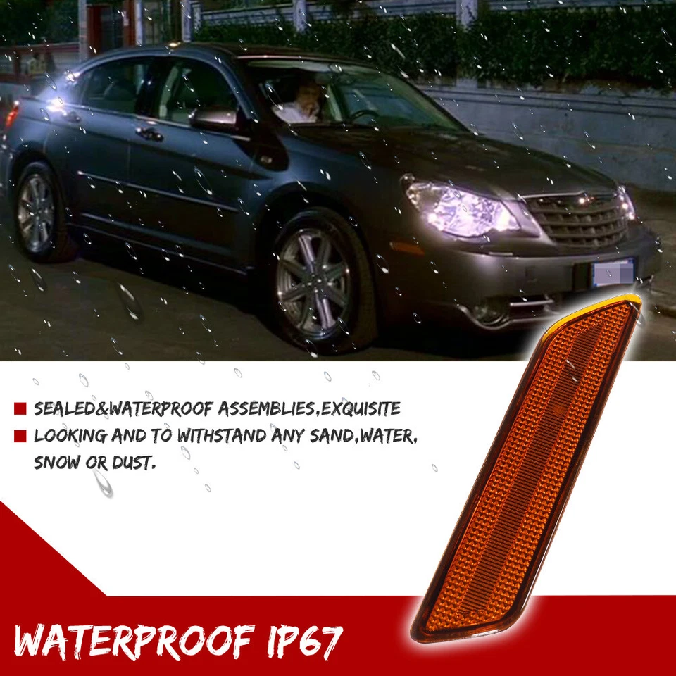 OE-Style Amber Front Side Marker Reflector Lights For 2007-2010 Chrysler Sebring - Image 4 of 4