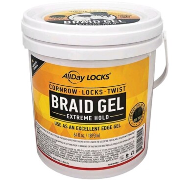 All Day Locks Braid Gel Extreme Hold 64 FL OZ  (1893 ML)  Excellent Edge Gel
