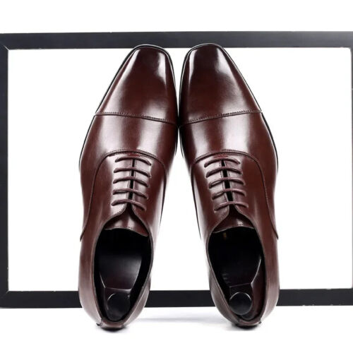 Scarpe eleganti da uomo punta quadrata scarpe da uomo in pelle stile business alla moda slip - Foto 11 di 26