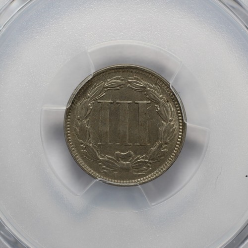 1865 Three Cent Nickel Piece PCGS Genuine Cleaned UNC Detail - Picture 4 of 5