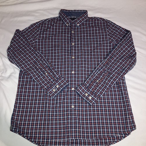 Michael Kors mens shirt XL blue plaid button down Classic fit long sleeve cotton