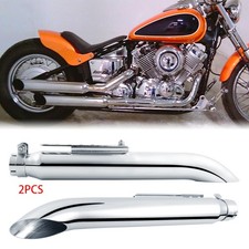 2pcs Motorcycle Slip-On Exhaust Muffler Pipes Tip For Yamaha Drag Star 650 1100