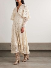 Zimmermann Hypnotic Memento Bird cape-effect guipure lace midi dress Size 1 $355