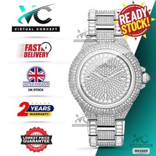 New MICHAEL KORS MK5869 Camille Silver Strap & Dial Crystal  Womens Watch 43mm