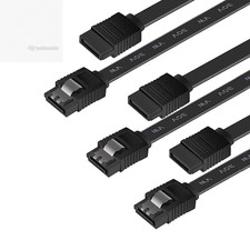 3 Pack SATA III Cable 6Gbps Straight Data Cord 18 Inch with Locking Latch Black