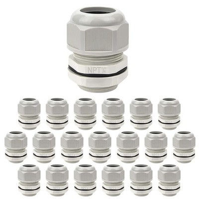 20 Pack NPT 1/4'' Cable Glands Waterproof Adjustable 4-8mm Cable Connectors Gr...