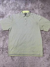 FootJoy Polo Shirt Mens XL Green Blue Striped Golf Cabarrus Embroidered Stretch