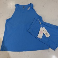 Lilly Pulitzer Luxletic Meryl Active Tank And Shorts Blue UPF 50 Racerback S