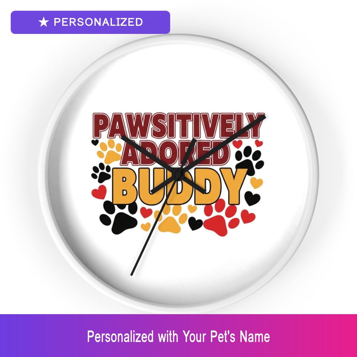 Custom Pet Paw Print Wall Clock Personalized Name Home Decor Pet Easter Gift