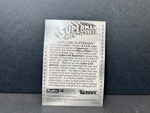 1996 Superman: Man of Steel (SkyBox) KENNER Promo Card KS-10 CYBER-LINK - Picture 2 of 4