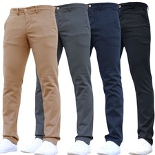 Crosshatch Mens Roysden Designer Slim Fit Tapered Chinos Jeans Black