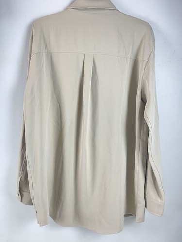 Mystree Blouse Women Size Large Beige Office Wear Long Sleeve Button up Classic - Picture 6 of 12