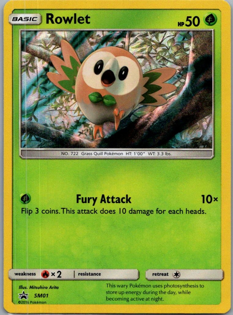 Rowlet - SM01 Holo Promo Sun & Moon Promo Pokemon Lightly Played