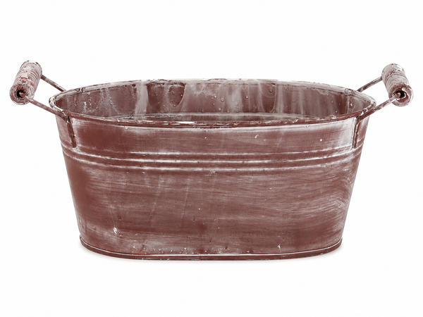 Pflanzwanne Aus Metall Im Vintage-Look Mit Griffen – 22 X 13 X 10 Cm – Altrosa-image