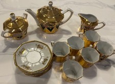 Antique Jena Bareuther  Co. Waldsassen Bavaria Germany Gold Tea Set Teapot Lot