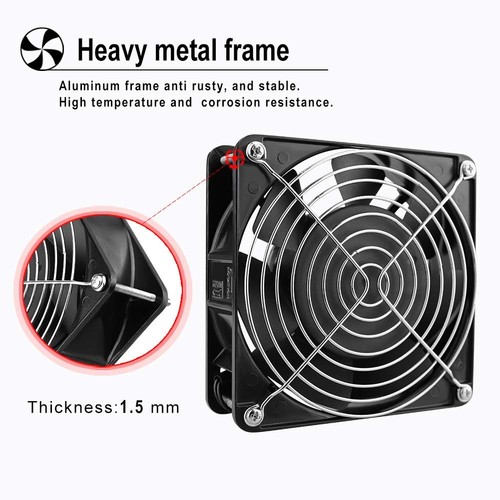 AC 12038 120mm x 38mm 110V 120V Dual Ball Metal Cooling Axial Fan High Airflow - Picture 3 of 7