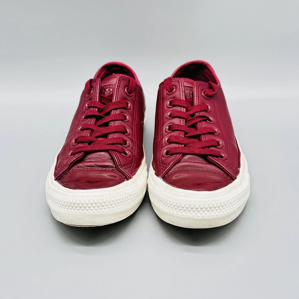 Zapatos Converse Mujer 7 Borgoña Cuero Buey Zapatilla Baja Chuck Taylor All Star Foto 3 de 4