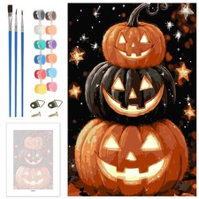 Pumpkin Halloween Framed Paint by Numbers Kit for Adults Beginners Art Gift