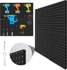 Peg Board, 4 Pack Metal Pegboard Panels Black Pegboards Wall 4PCS-Black