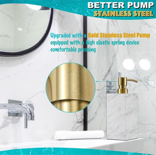 Marble Soap Dispenser, White Italian Natural Stone Marble Liquid Hand Soap Di... - Picture 3 of 7