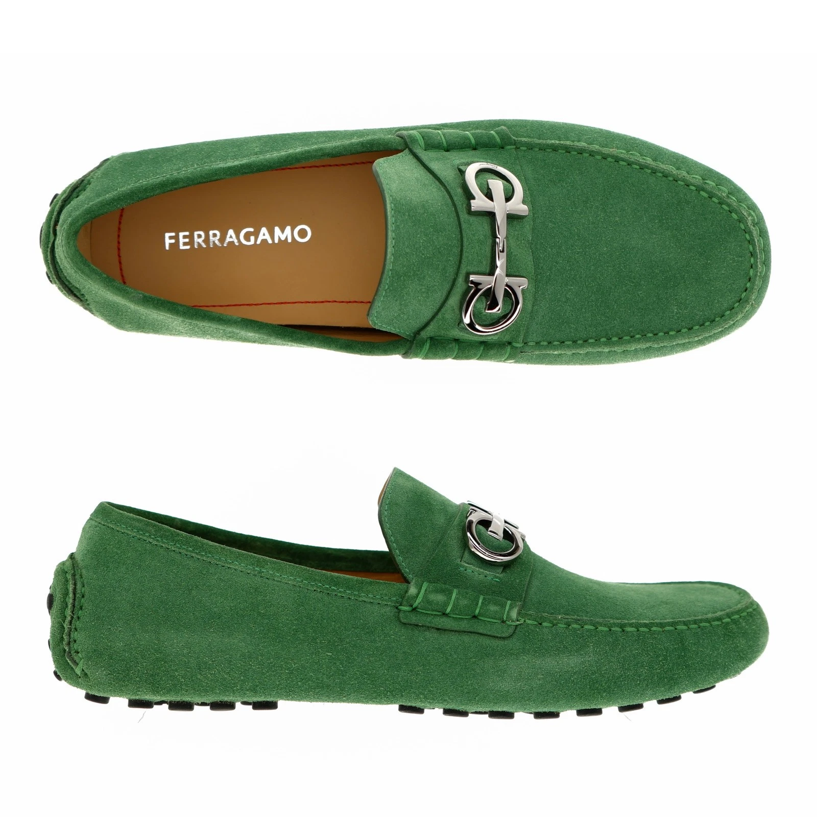 Ferragamo — Salvatore Ferragamo Grazioso Loafers Green Suede Leather Size 11 US New